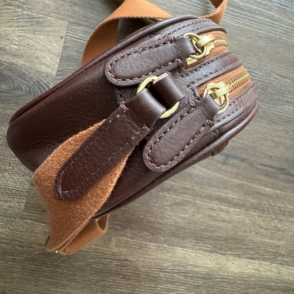 New! Natural leather. Brown Leather Crossbody Bag - Picture 7 of 9
